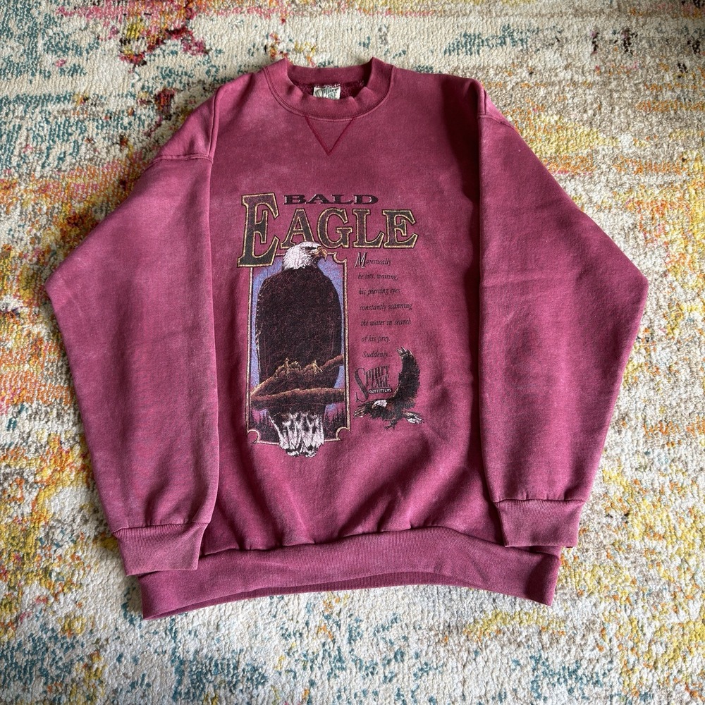 Vintage 90s Spirit Lake Outfitters Bald Eagle Graphic Crewneck Large Made in USA